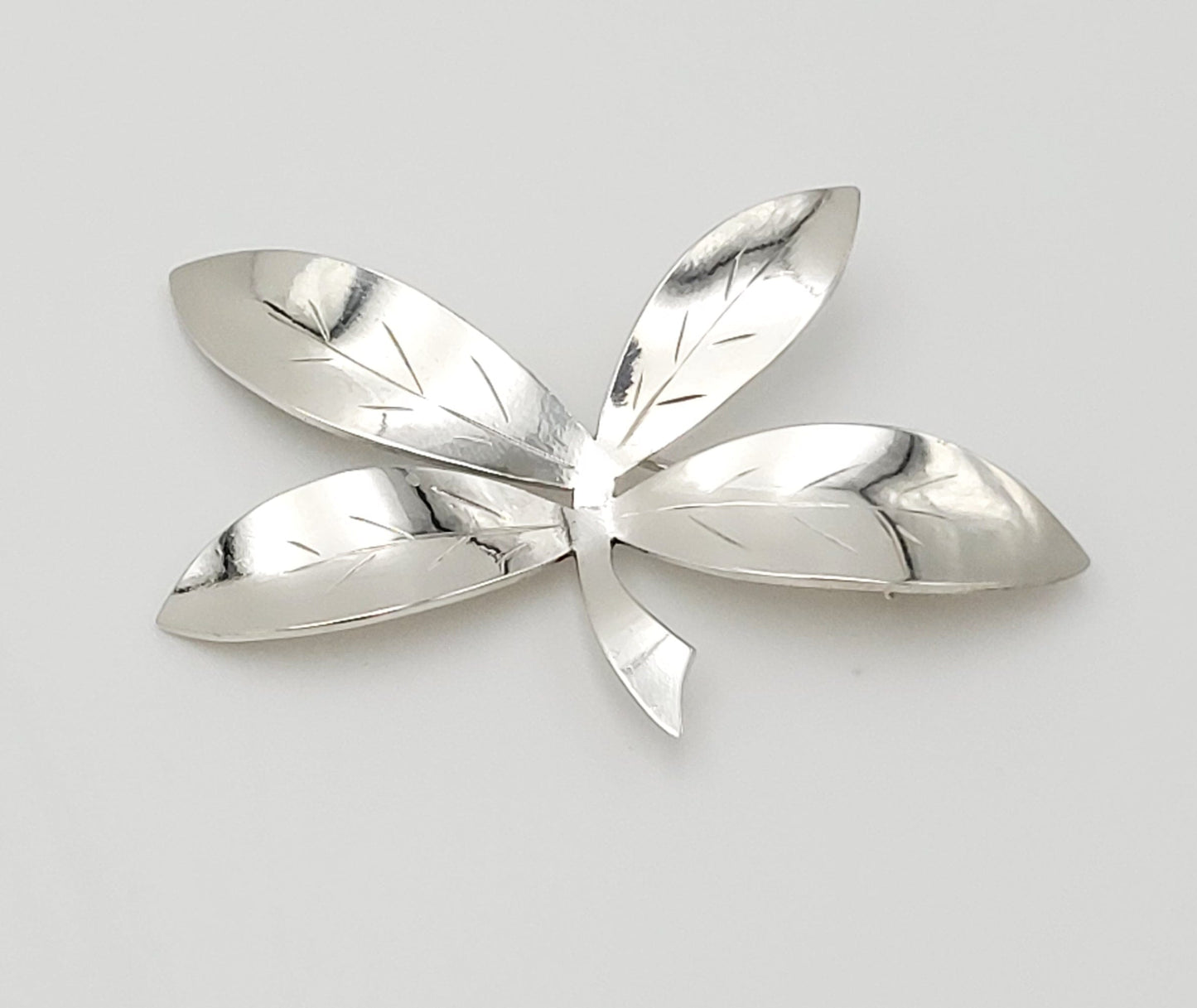 Bjerring Jewelry Rare Danish Designer Brødene Bjerring Brdr. Bj Sterling Large Leaf Brooch 1960s