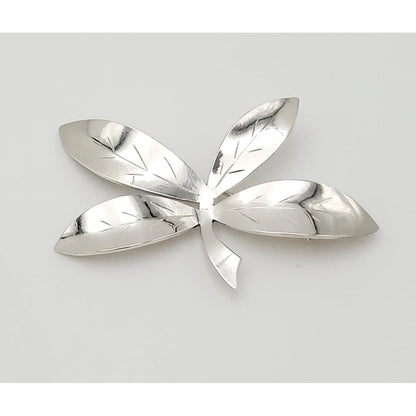 Bjerring Jewelry Rare Danish Designer Brødene Bjerring Brdr. Bj Sterling Large Leaf Brooch 1960s