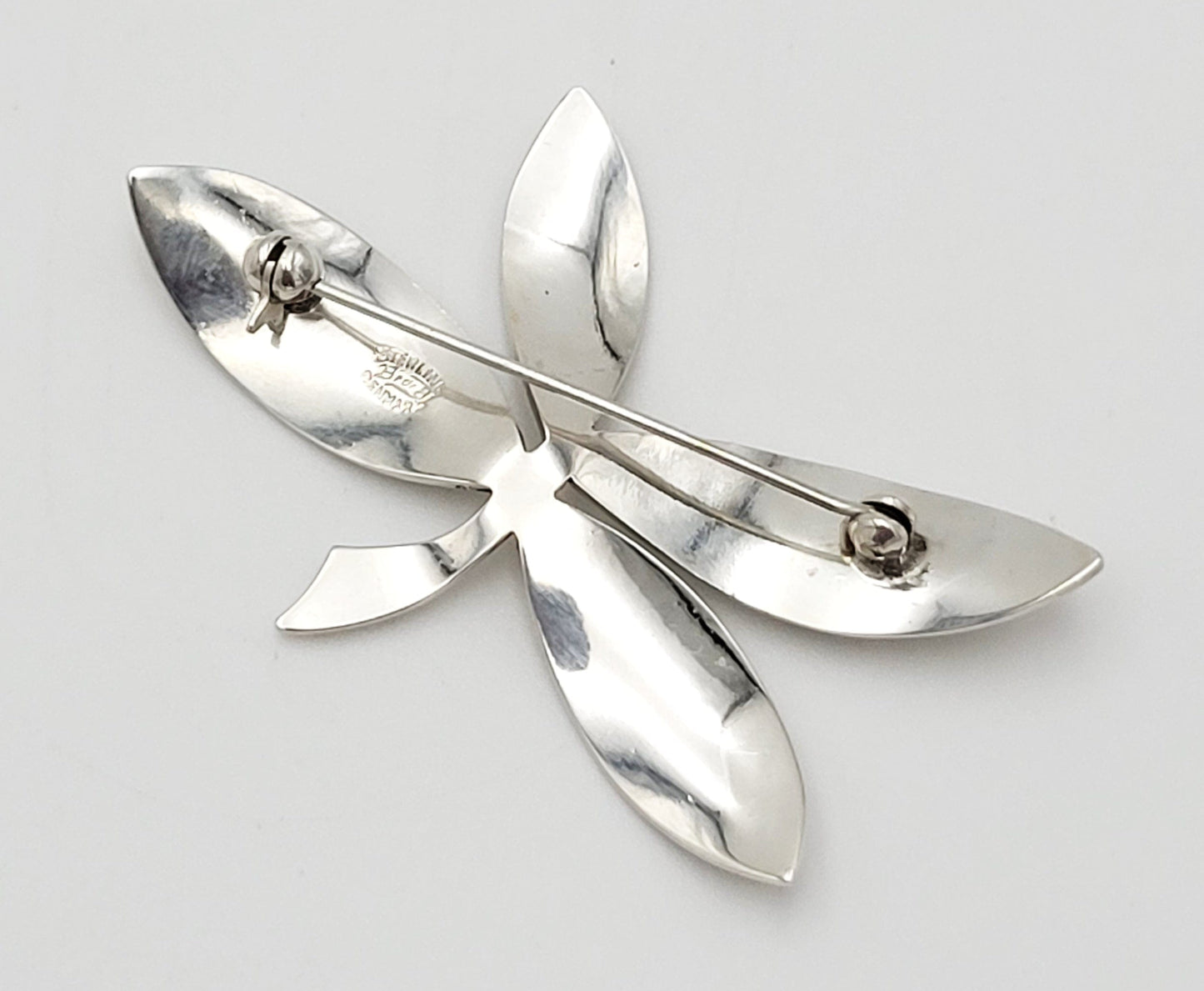 Rare Danish Designer Brødene Bjerring Brdr. Bj Sterling Large Leaf Brooch 1960s