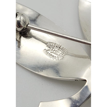 Bjerring Jewelry Rare Danish Designer Brødene Bjerring Brdr. Bj Sterling Large Leaf Brooch 1960s