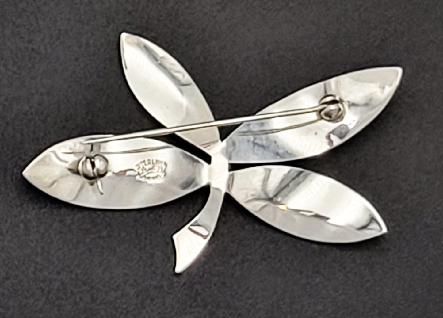 Bjerring Jewelry Rare Danish Designer Brødene Bjerring Brdr. Bj Sterling Large Leaf Brooch 1960s