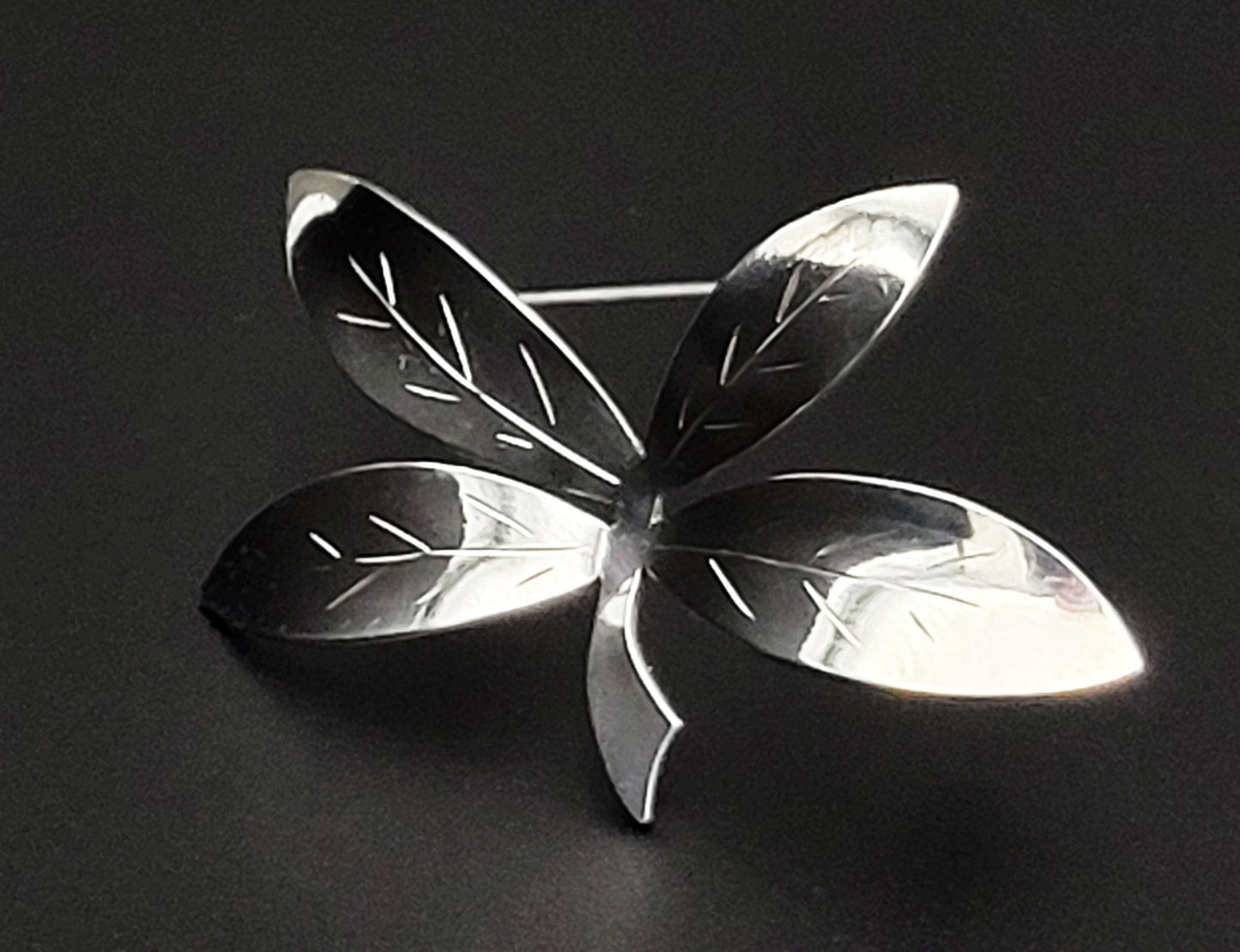 Bjerring Jewelry Rare Danish Designer Brødene Bjerring Brdr. Bj Sterling Large Leaf Brooch 1960s