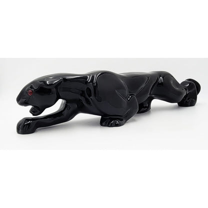 Black Panther Jaguar Lamp Lighting Superb Large Black Ceramic Stalking Panther or Jaguar TV Lamp Circa 1950&