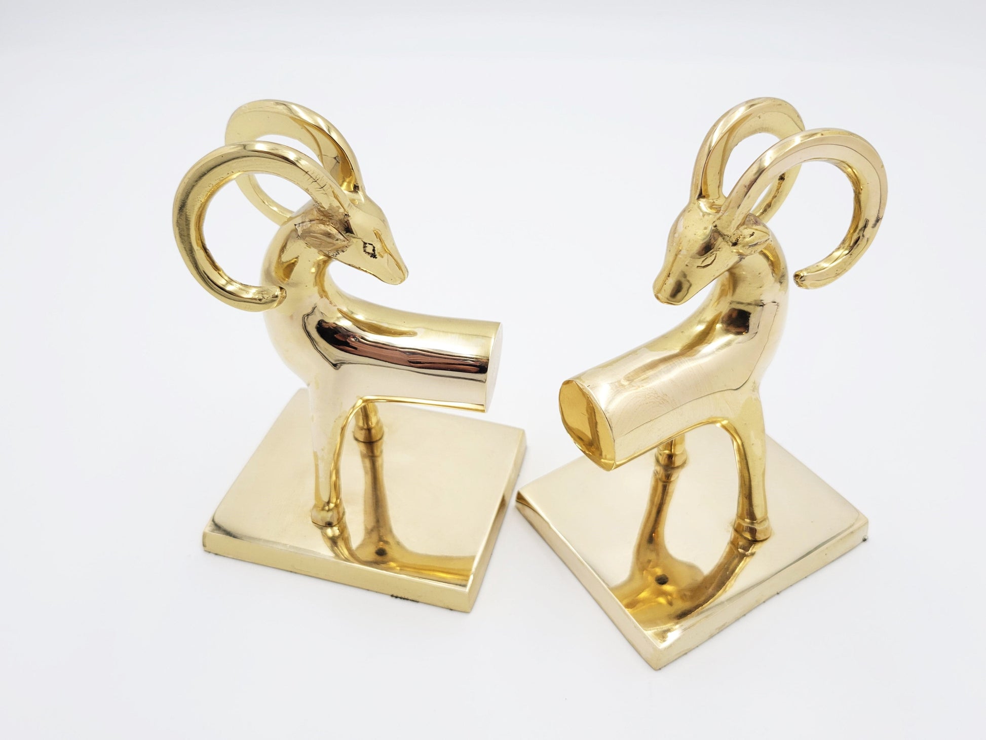 Brass Bookends Bookends Vintage Art Deco Brass Aries Ram Bighorn Sheep Antelope Bookends Set
