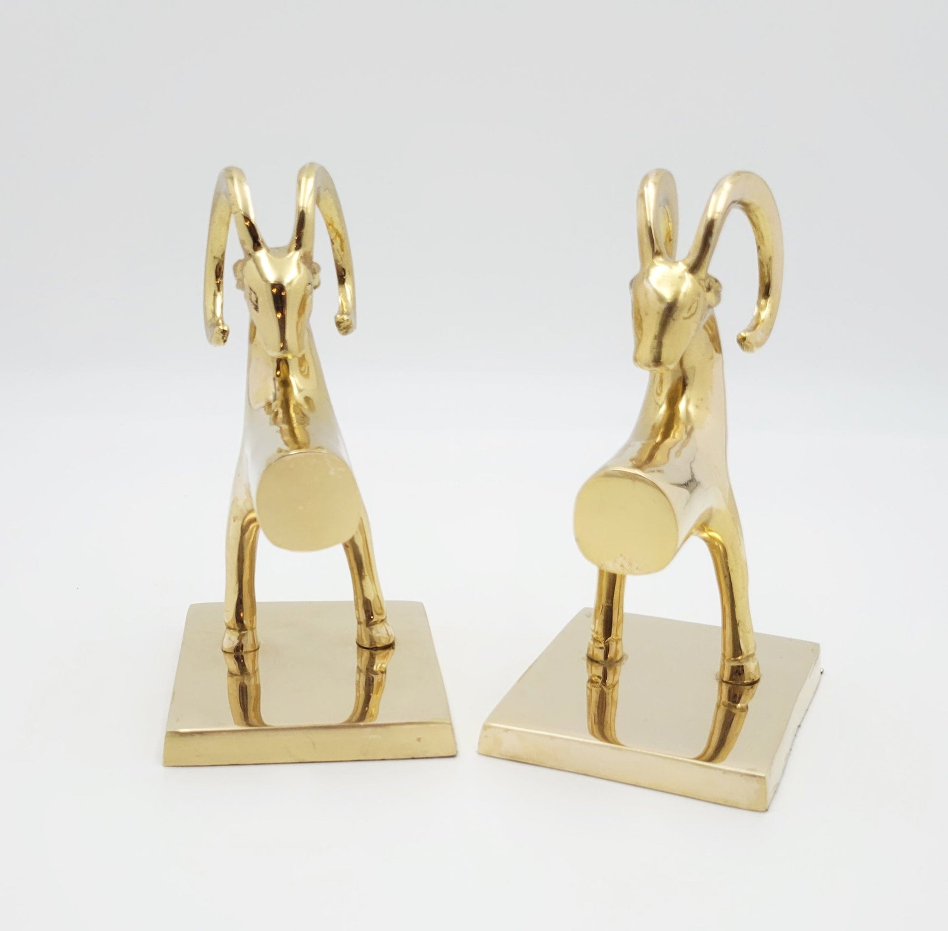 Brass Bookends Bookends Vintage Art Deco Brass Aries Ram Bighorn Sheep Antelope Bookends Set