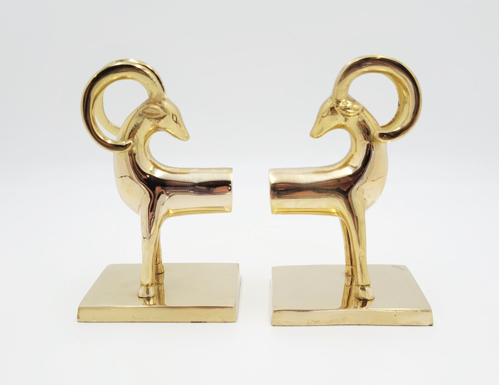 Brass Bookends Bookends Vintage Art Deco Brass Aries Ram Bighorn Sheep Antelope Bookends Set