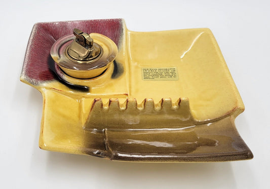 California USA Collectible ceramics Vintage Designer California USA Ceramic Retro MOD Ashtray/Lighter Set NOS '60s