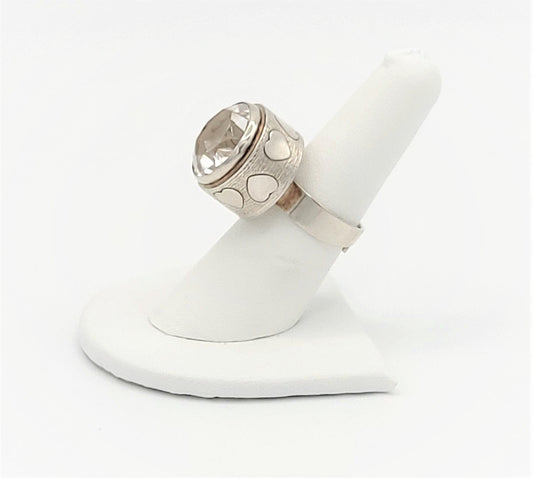Cameer Larsson Denmark Jewelry Vintage 830SS & Quartz Crystal Cameer-Larsson Denmark Massive Raised Cocktail Ring