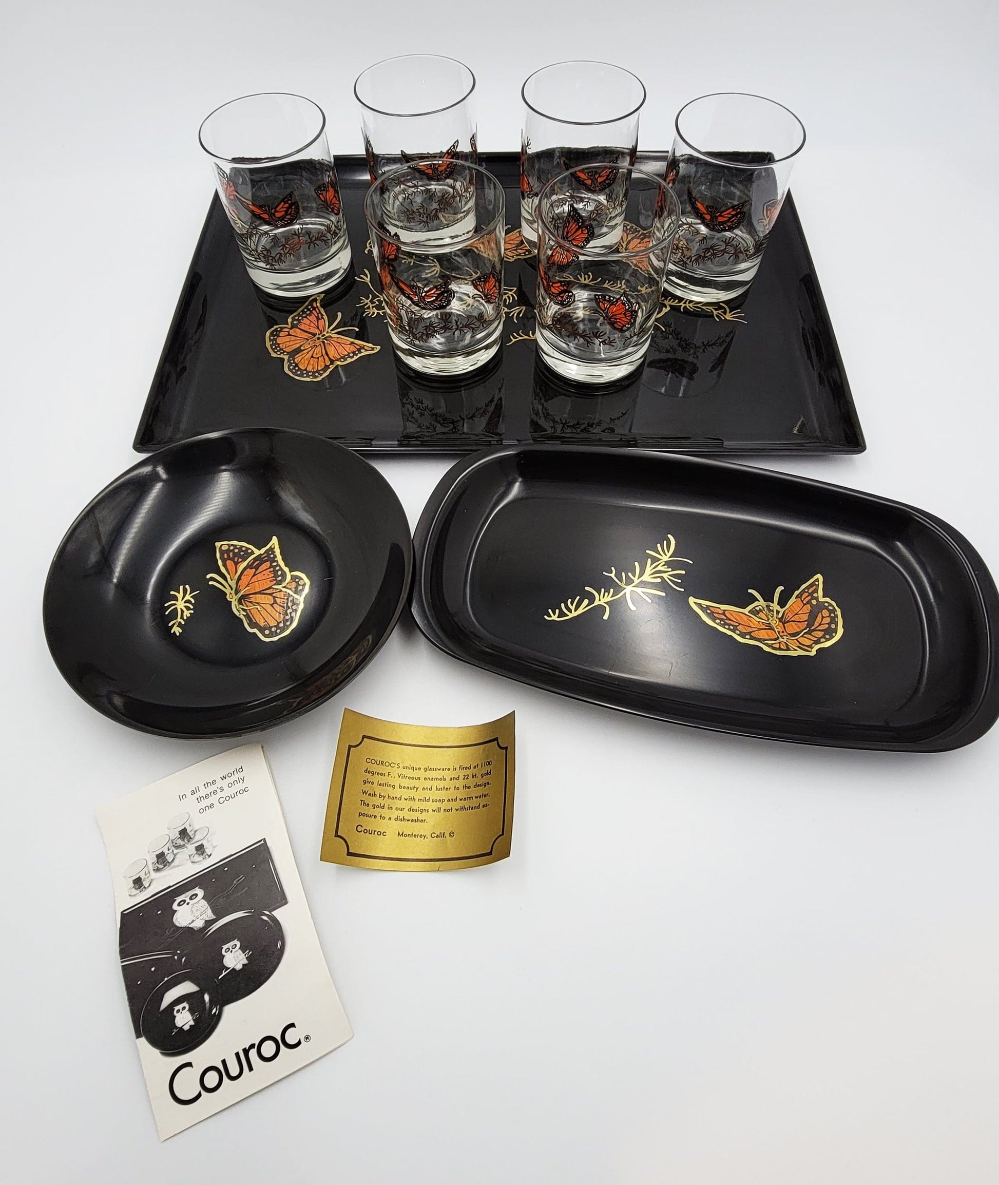 Couroc Serveware Couroc Melamine Butterfly Server Set - New Pics with Glassware