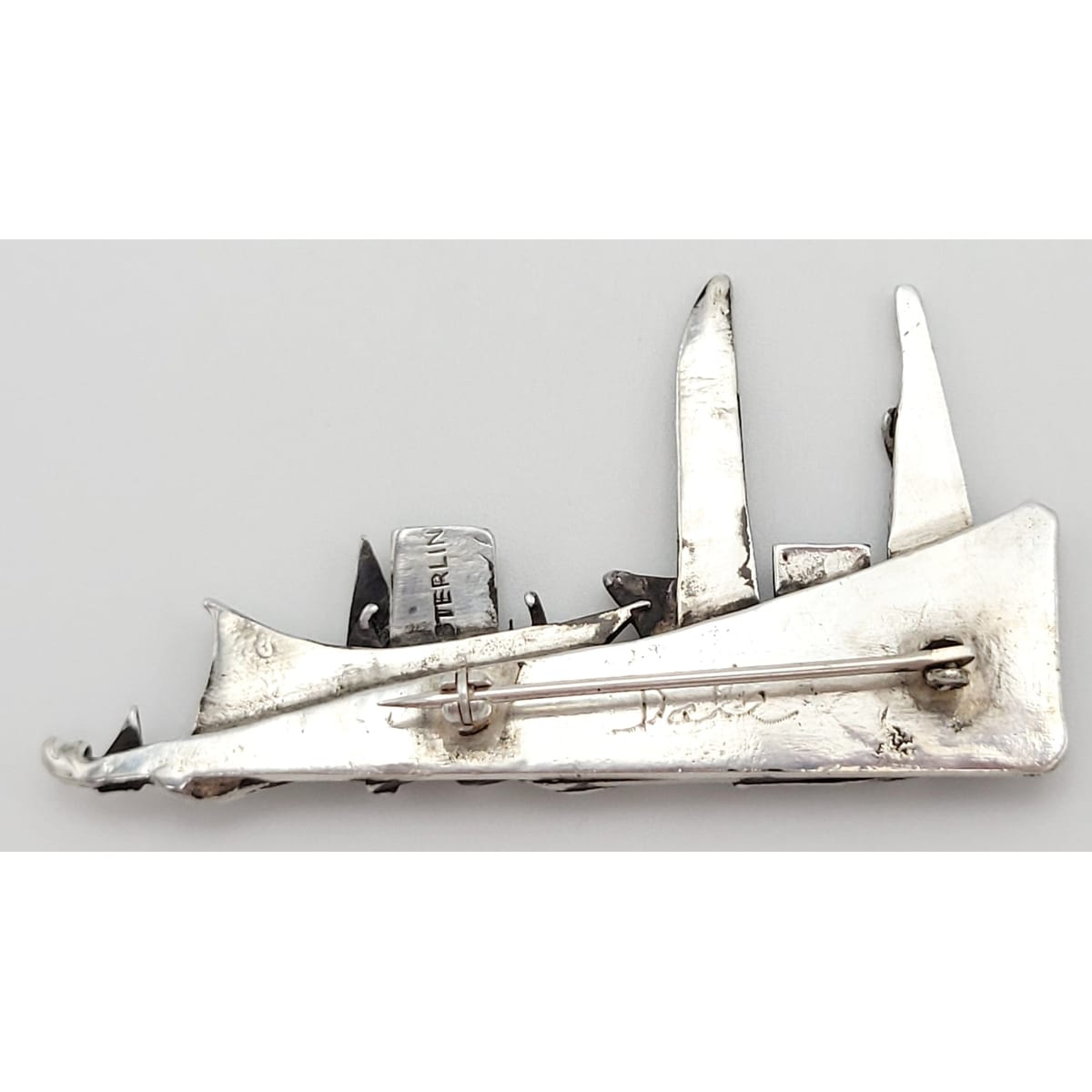 Dale Sterling Jewelry VTG Artisan Sterling Brutalist Constructivism Abstract Large Brooch Signed Dale
