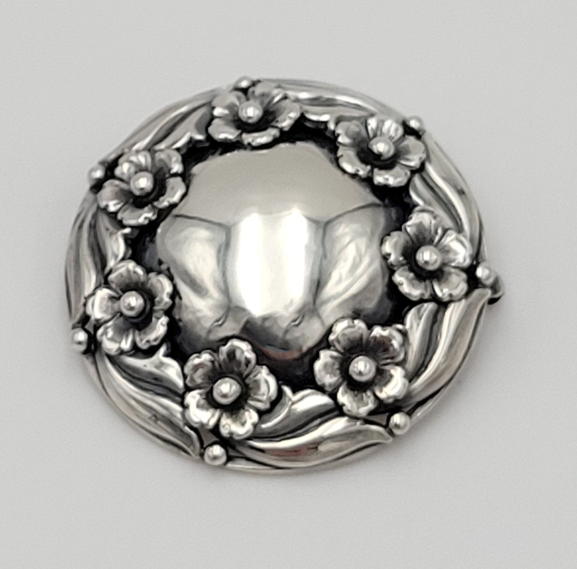 Niels Erik From Jewelry Danish Designer NE From Sterling Flora Fauna Circular LARGE Brooch 1940/50s