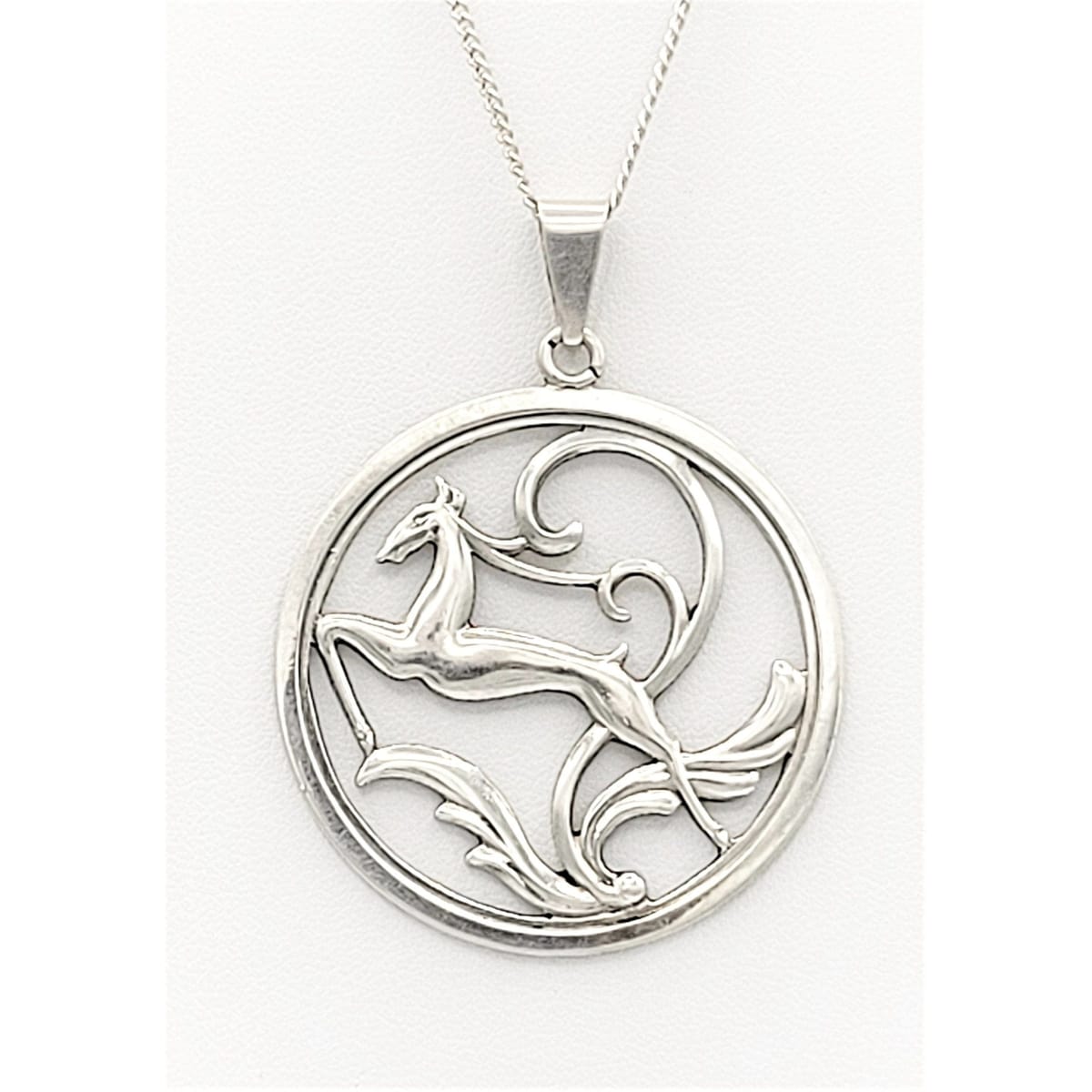Dansk Jewelry 830S Dansk Guldsmedes Sølv Denmark Leaping Deer Gazelle Necklace Circa 1940&