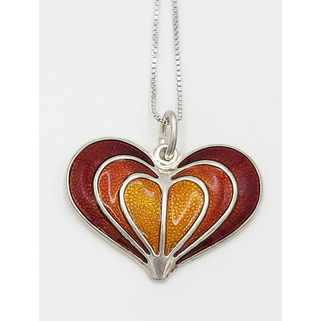 David Andersen Jewelry David Andersen Norway 925SS Red Enamel Modernist Heart Pendant Necklace