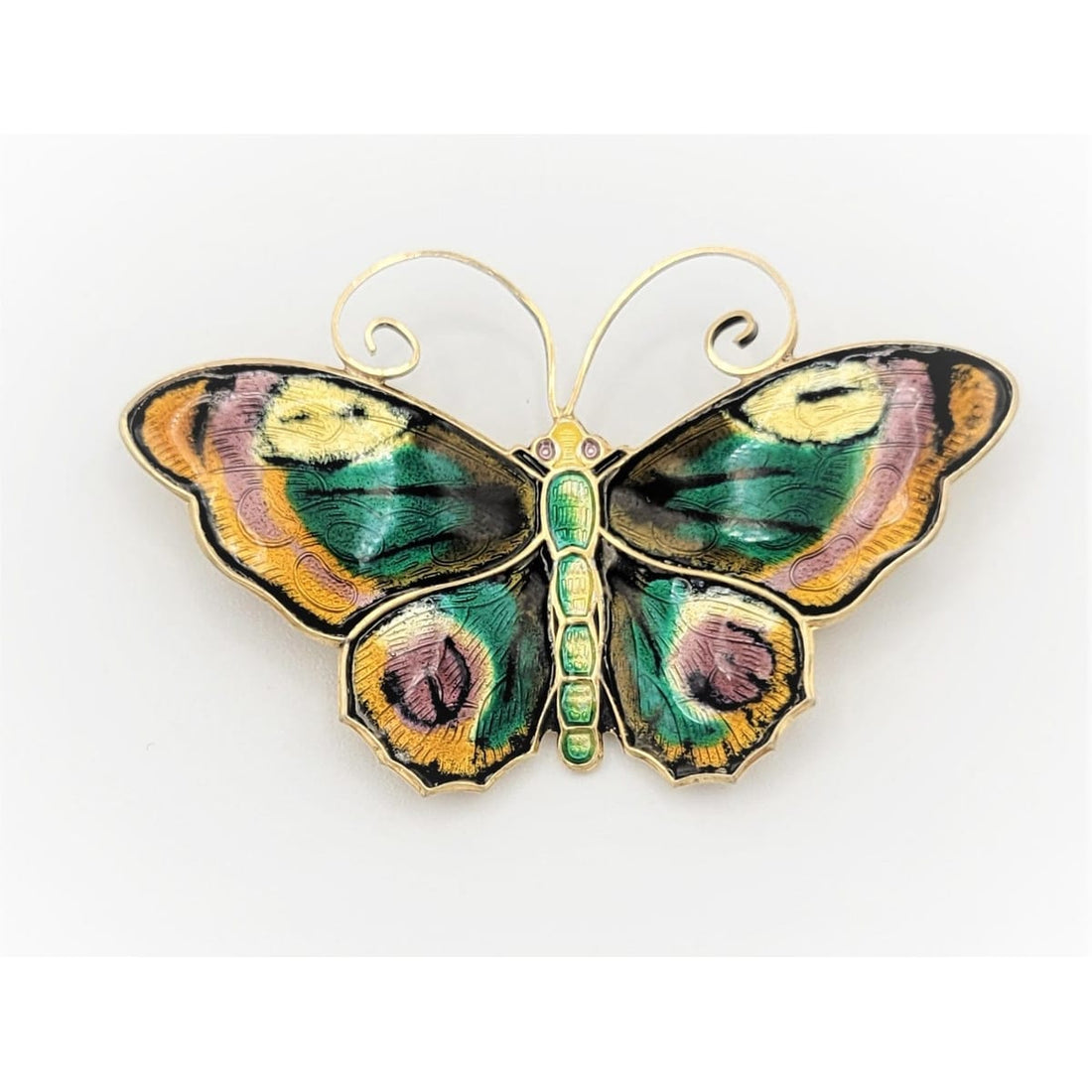 David Andersen Jewelry David Andersen Norway Sterling &amp; Enamel HUGE Butterfly Brooch Pin Circa 1940s