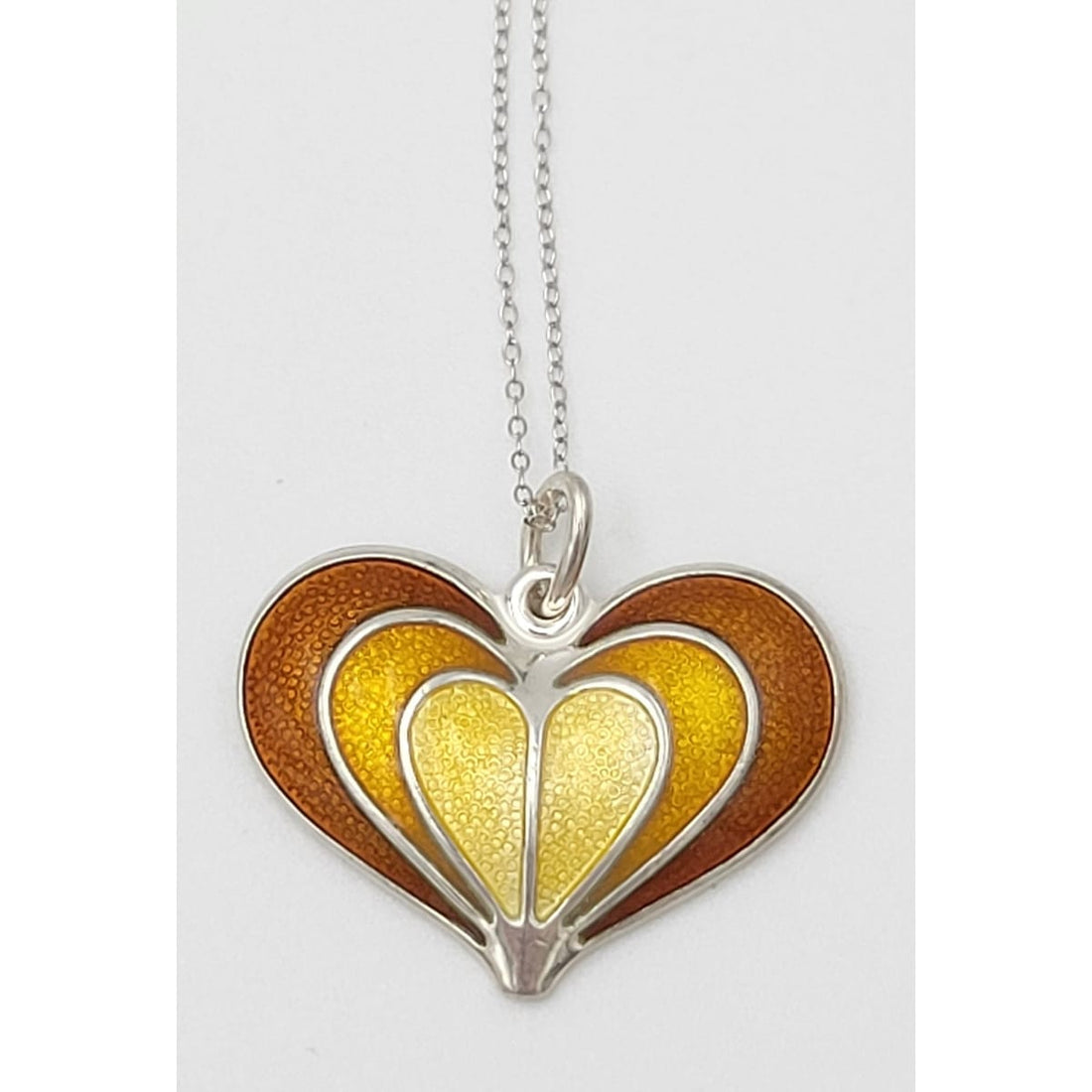 David Andersen Jewelry David Andersen Norway Sterling Enamel Modernist Heart Pendant Necklace 1950s
