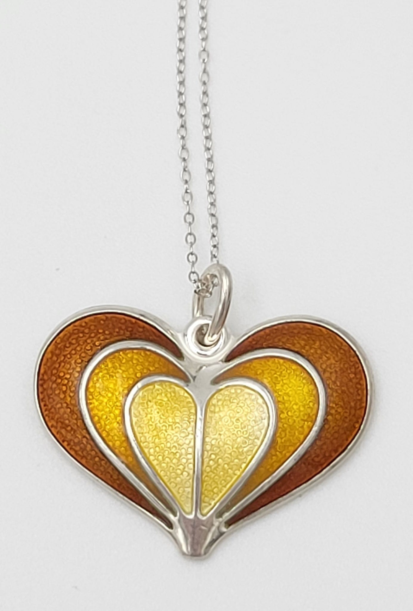 David Andersen Jewelry David Andersen Norway Sterling Enamel Modernist Heart Pendant Necklace 1950s