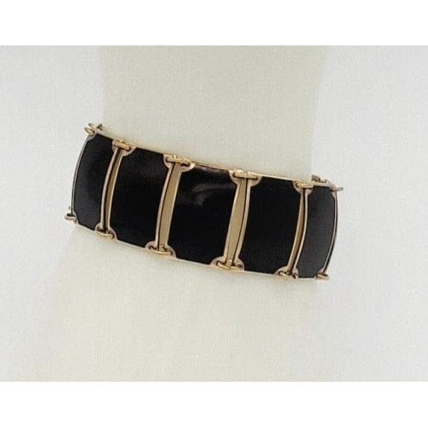 David Andersen Jewelry David Andersen Norway Sterling Enamel Wide Panel Link Art Deco Bracelet 1940s