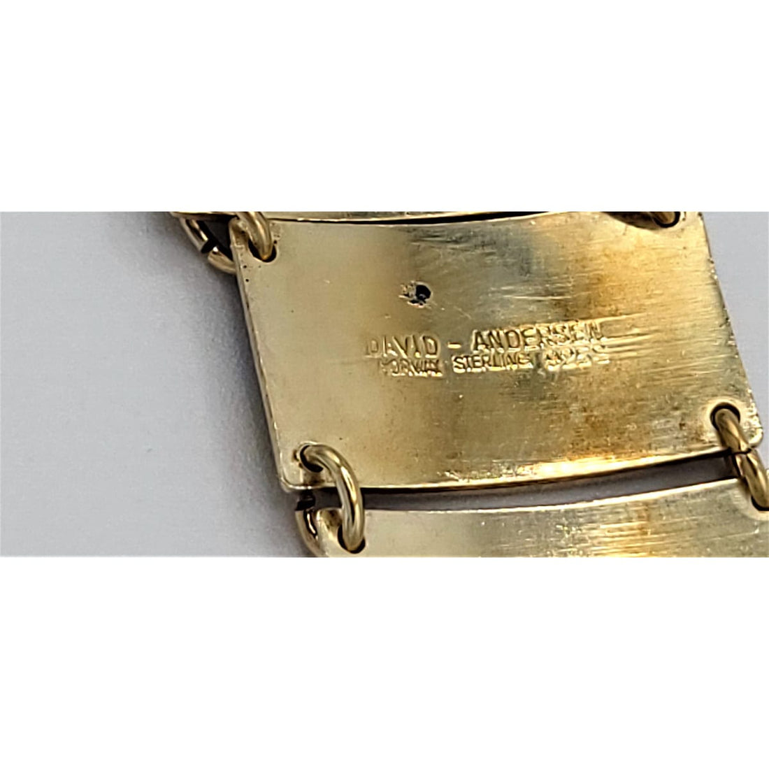 David Andersen Jewelry David Andersen Norway Sterling Enamel Wide Panel Link Art Deco Bracelet 1940s