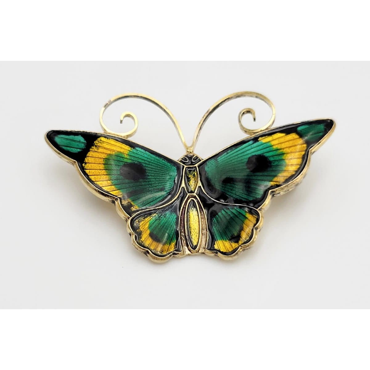 David Andersen Jewelry David Andersen Norway Sterling &amp; Guilloche Enamel Butterfly Brooch 1940s