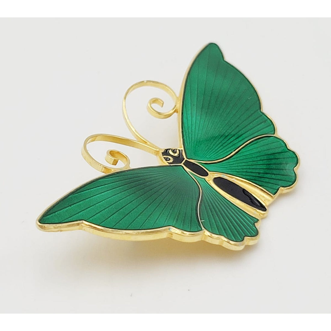 David Andersen Jewelry David Andersen Norway Sterling &amp; Guilloche Enamel Butterfly Brooch 1940s