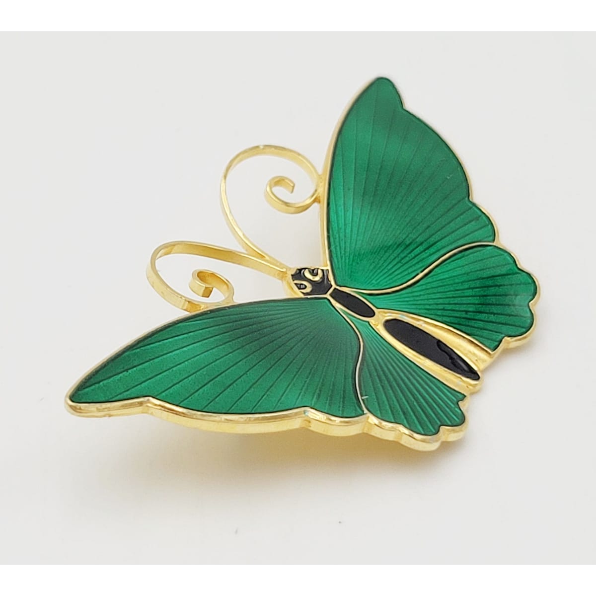 David Andersen Jewelry David Andersen Norway Sterling &amp; Guilloche Enamel Butterfly Brooch 1940s