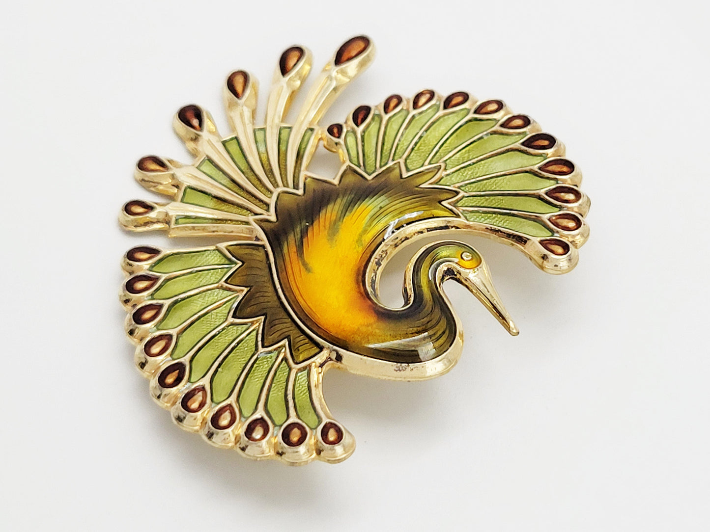 David Andersen Jewelry David Andersen Sterling Enamel LARGE Art Deco Peacock Brooch 1920s RARE