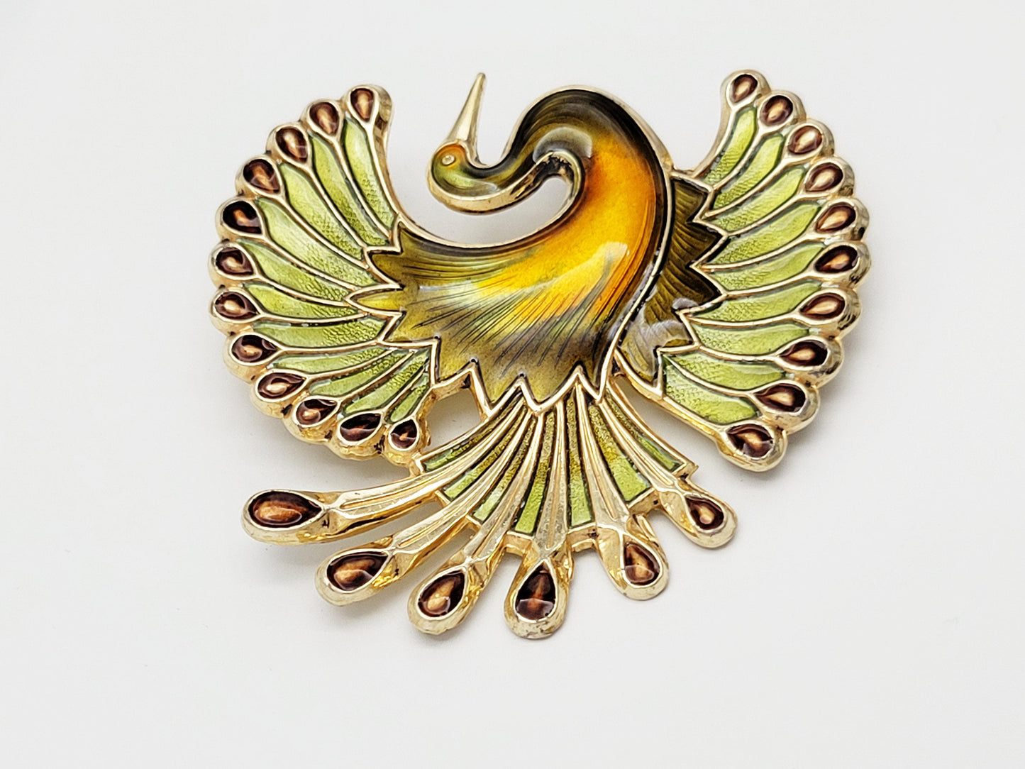 David Andersen Jewelry David Andersen Sterling Enamel LARGE Art Deco Peacock Brooch 1920s RARE