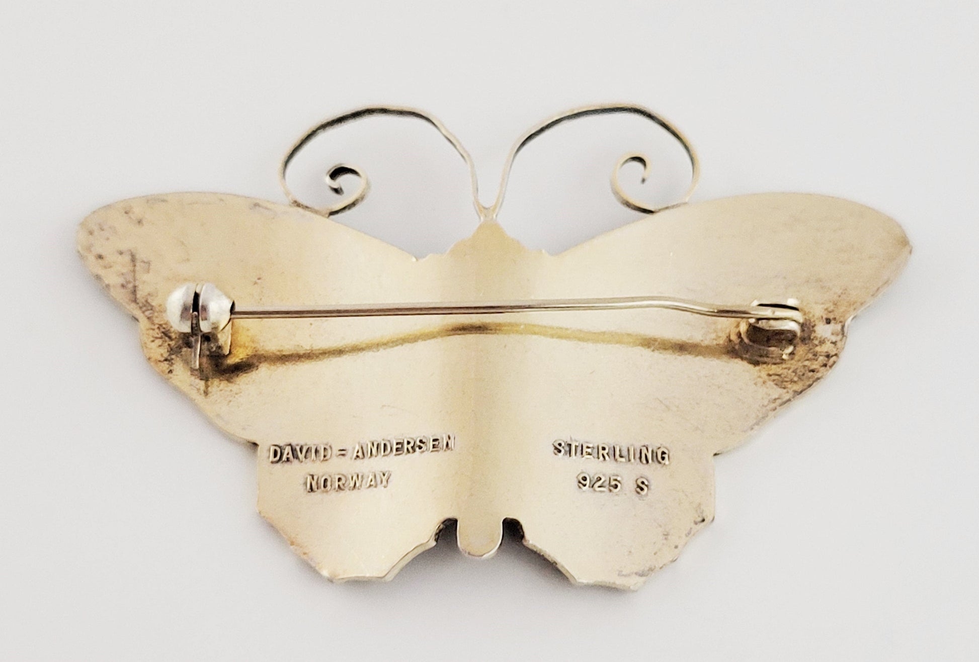 David Andersen Jewelry David Andersen Sterling Multi-Color Enamel LARGEST Butterfly Brooch 1940s