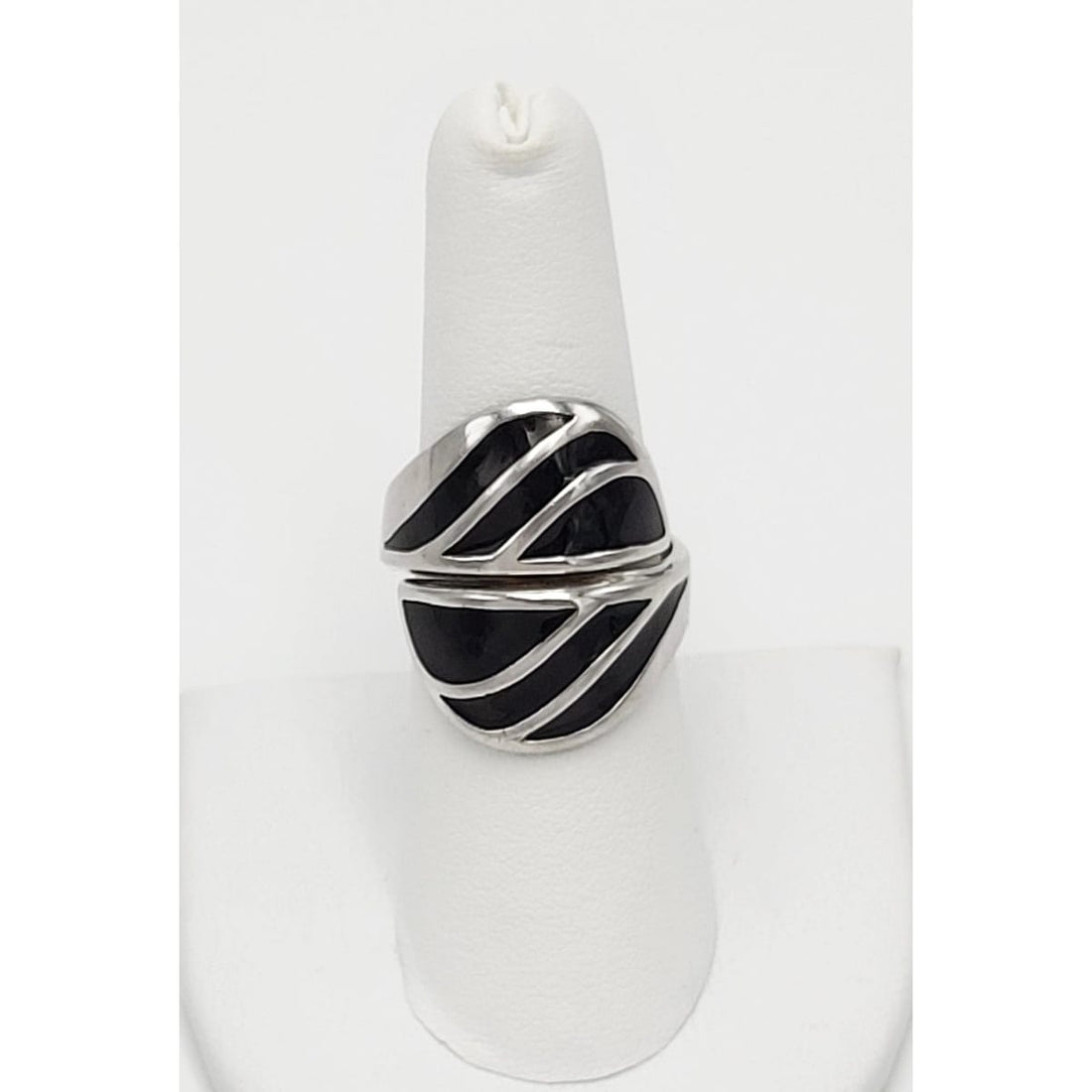 David Andersen Jewelry Norwegian David Andersen Sterling &amp; Black Enamel Double Wrap Ring 1940/50s