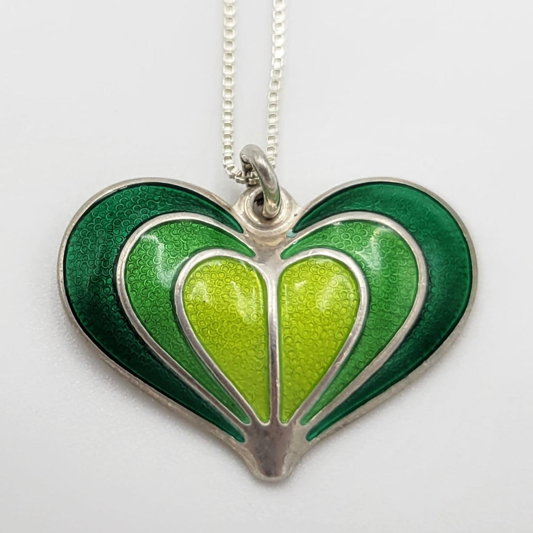 David Andersen Jewelry Norwegian David Andersen Sterling &amp; Enamel Modernist Heart Pendant Necklace