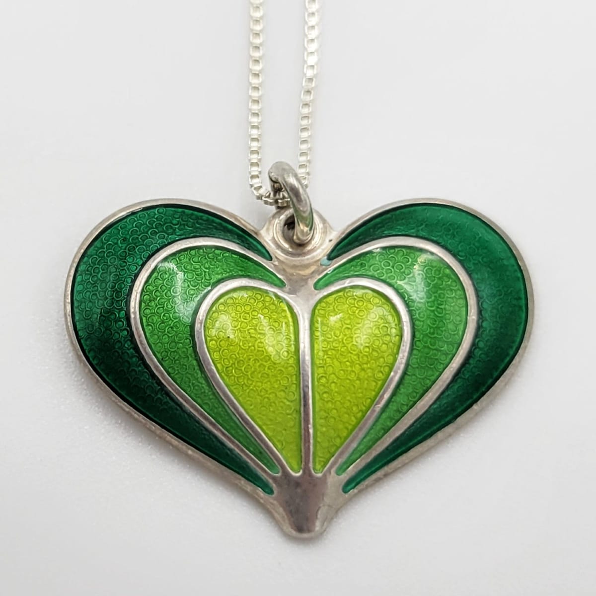 David Andersen Jewelry Norwegian David Andersen Sterling &amp; Enamel Modernist Heart Pendant Necklace