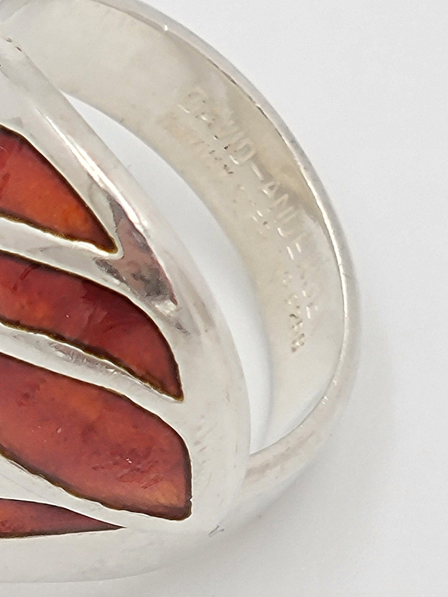 David Andersen Jewelry Norwegian David Andersen Sterling & Red Enamel Double Wrap Ring 1940/50s