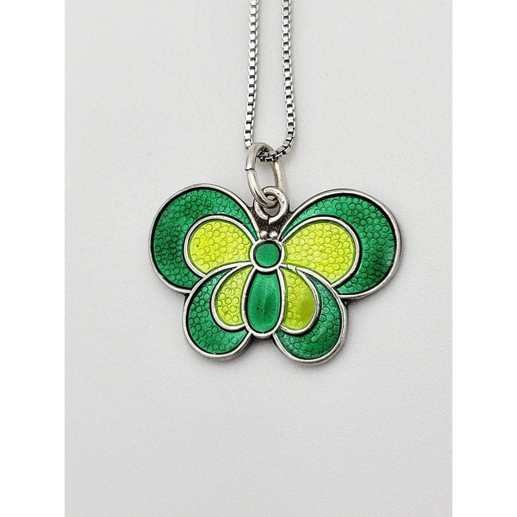 David Andersen Jewelry Norwegian Designer Andersen Sterling + Enamel Modernist Butterfly Necklace