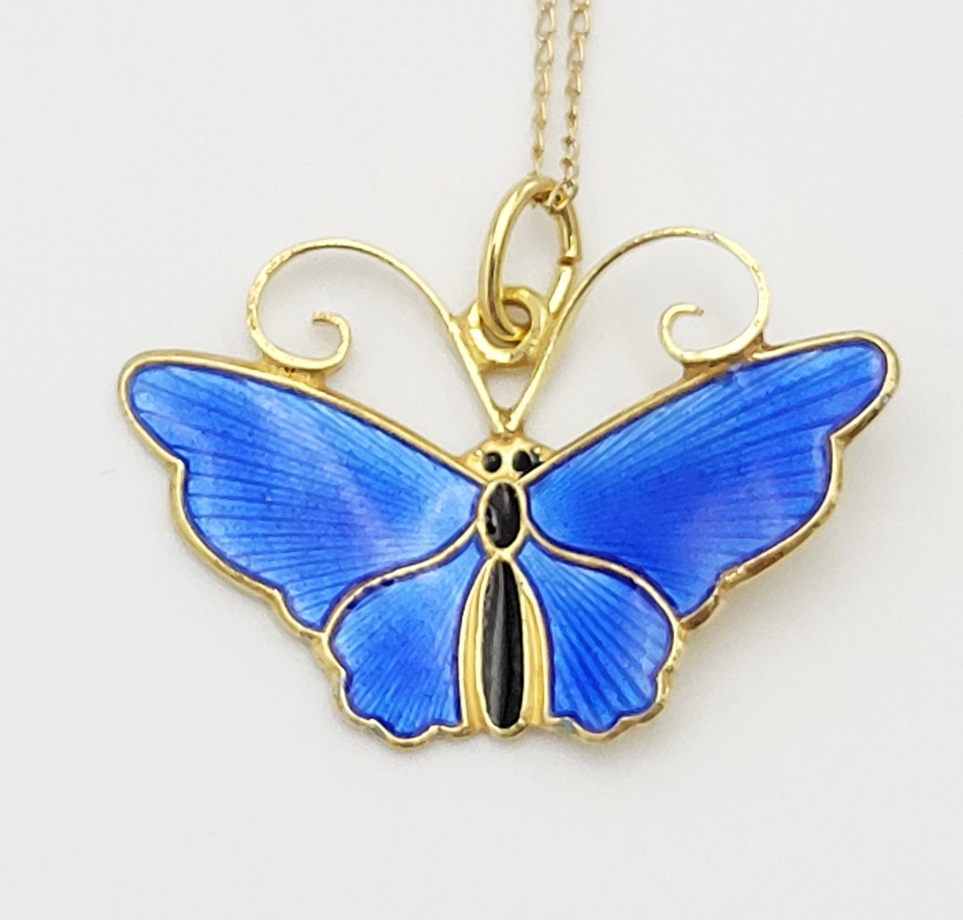 David Andersen Jewelry Norwegian Designer Andersen Sterling + Enamel Modernist Butterfly Necklace