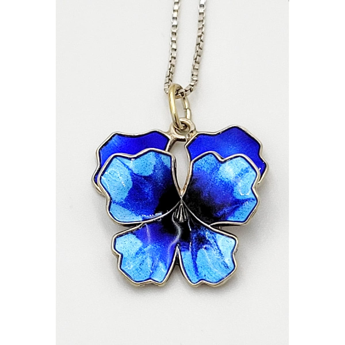 David Andersen Jewelry Norwegian Designer David Andersen Sterling Enamel 3D Pansy Necklace 1950&
