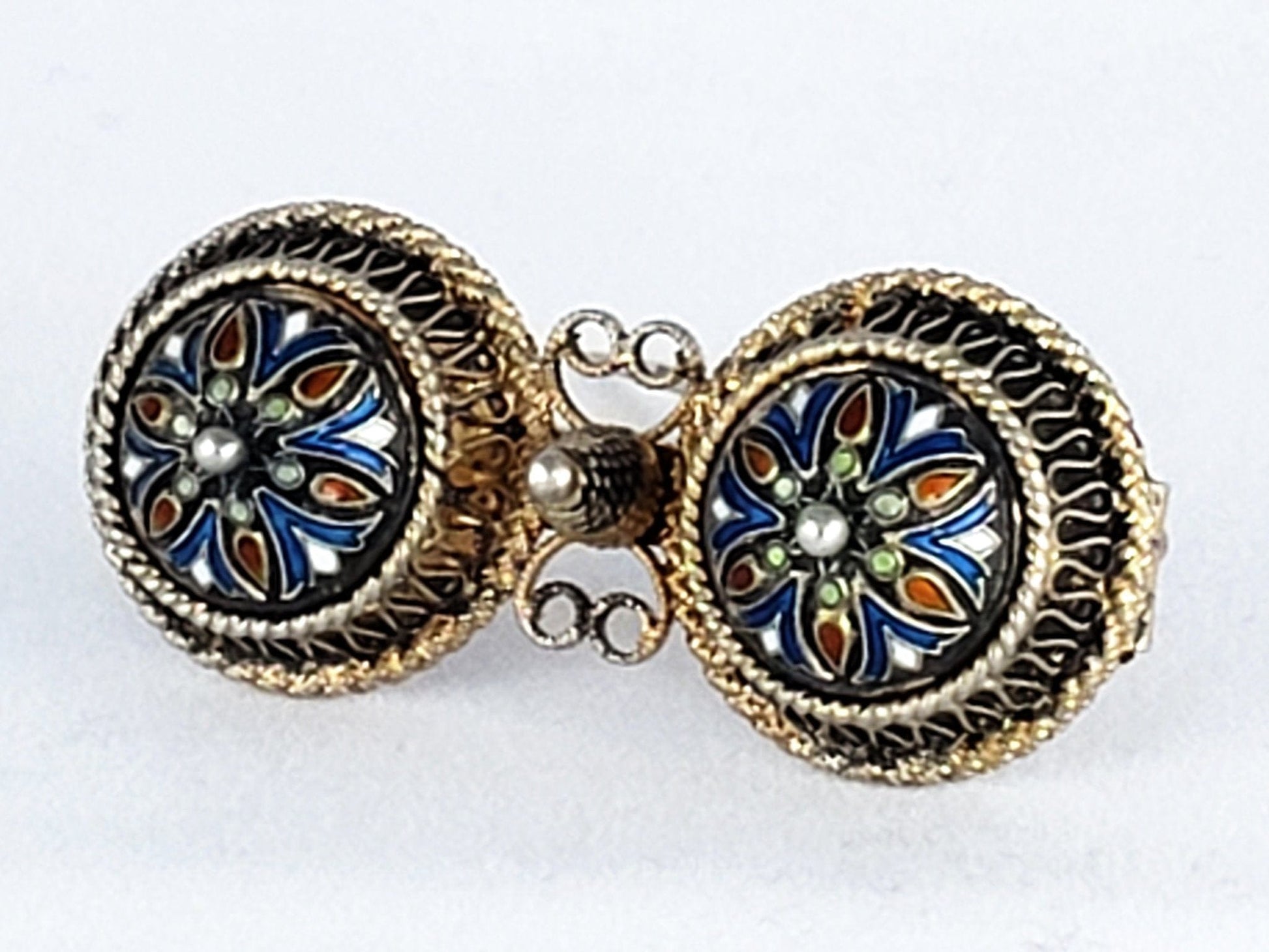 David Andersen Jewelry SUPERB Antique David Andersen 830 Silver & Enamel Brooch Circa 1888-1925 RARE