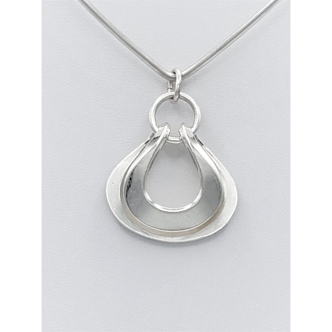 Vintage David Andersen Norway 925S Modernist Neck Ring and 3-D Sterling Pendant - Trendy MCM Home