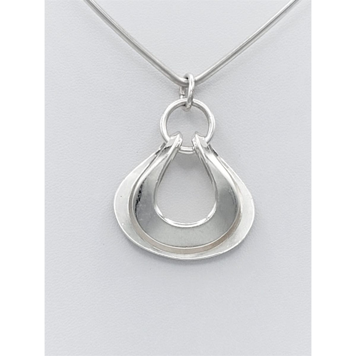 Vintage David Andersen Norway 925S Modernist Neck Ring and 3-D Sterling Pendant - Trendy MCM Home