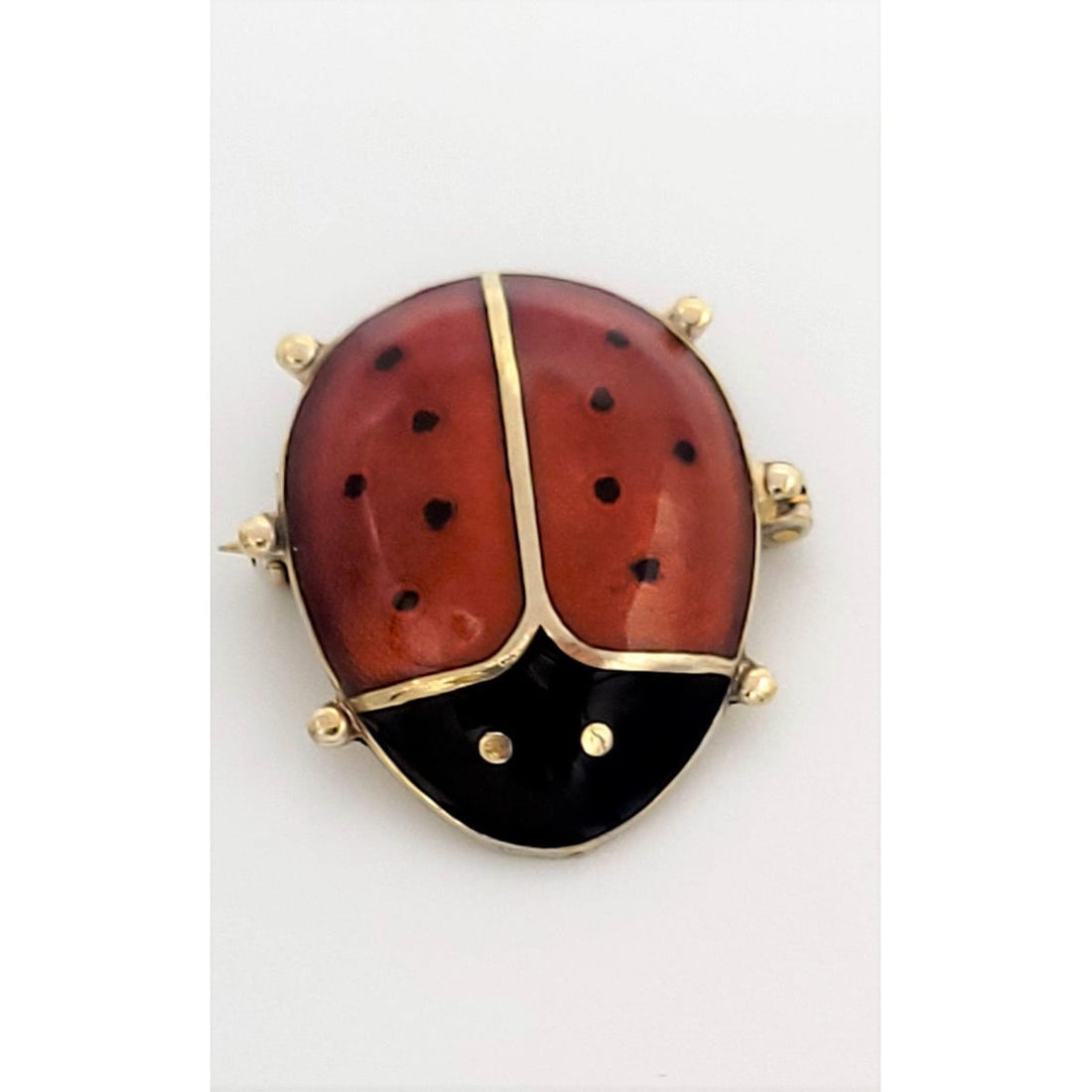 Vintage David Andersen Norway Gilt 925 Sterling Silver &amp; Guilloche Enamel Ladybug Brooch-Pin-Pendant Circa 1950s - Trendy MCM Home