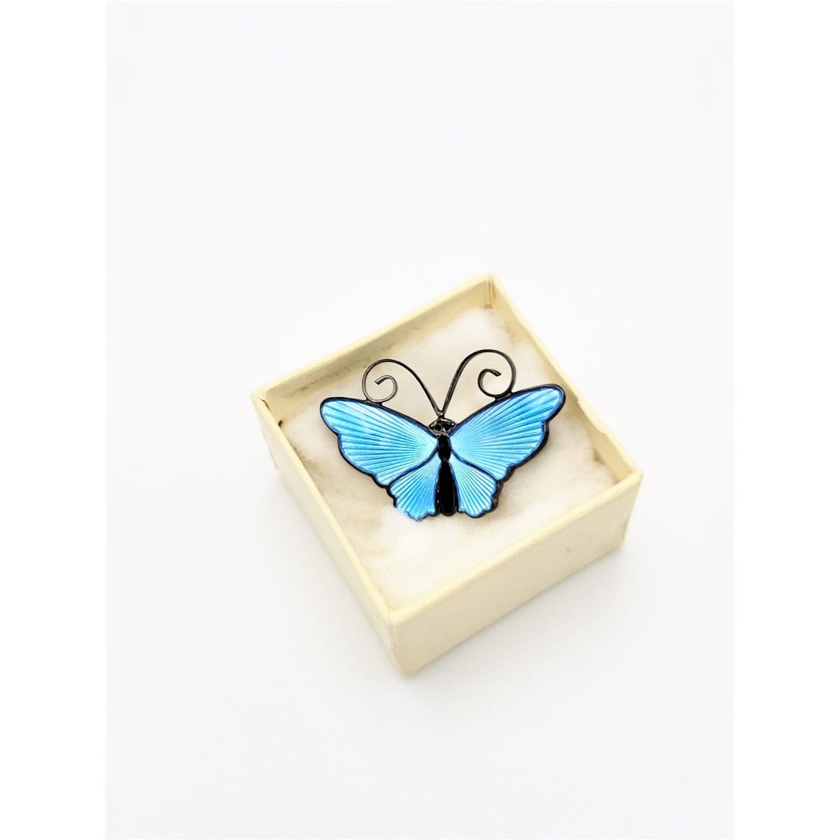 David Andersen Jewelry VNTG David Andersen 925S &amp; Sky Blue Enamel Butterfly Brooch in Original Box