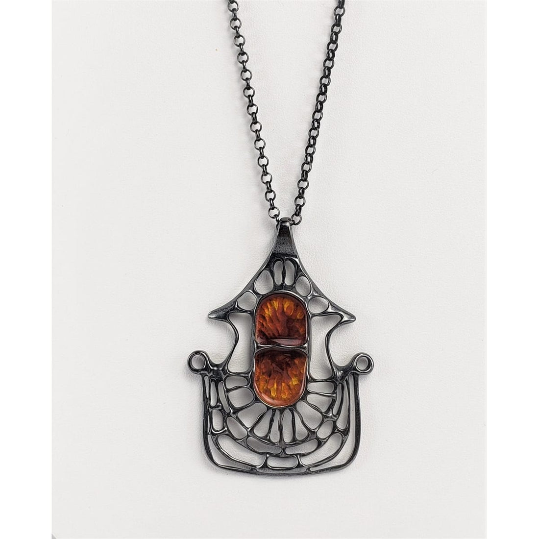 David Andersen Jewelry VTG Blackened 925S Enamel Unn Tangerud Uni David Andersen Nordic Necklace RARE!