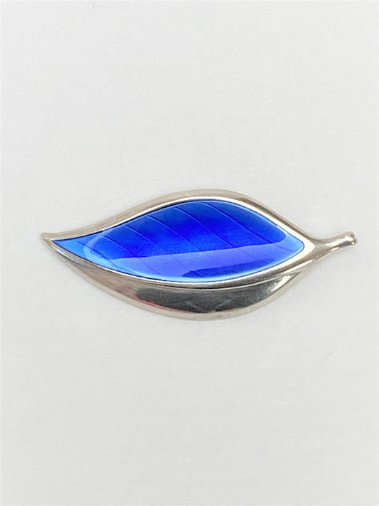 David Andersen Jewelry VTG David Andersen 925SS & Royal Blue Enamel Leaf Converter Brooch Rare