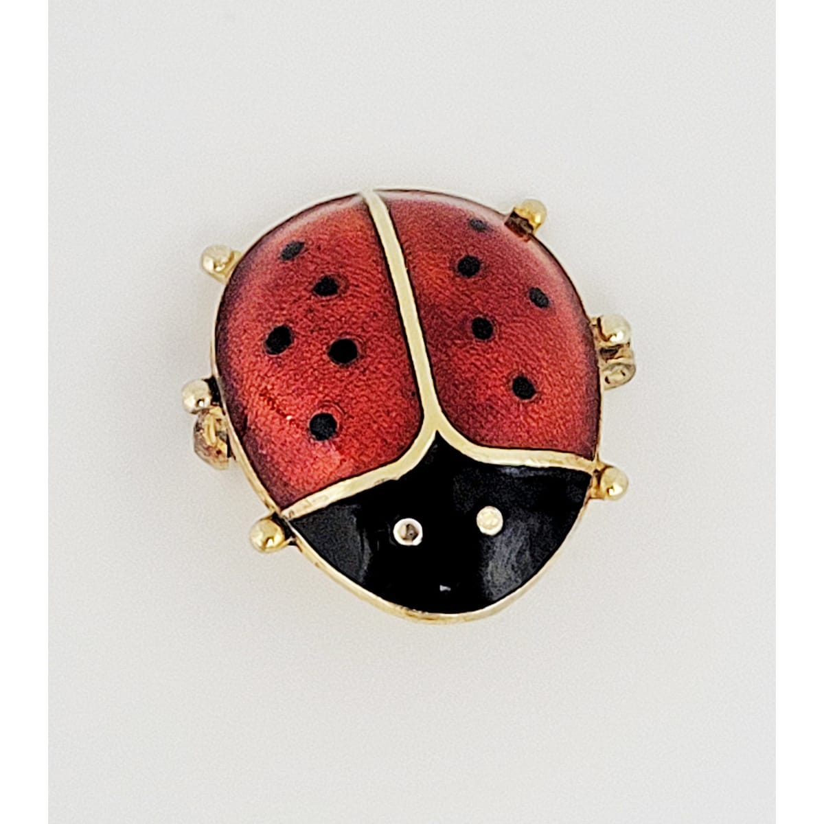 David Andersen Jewelry WW for David Andersen Norway Sterling Enamel Ladybug Brooch Circa 1950s