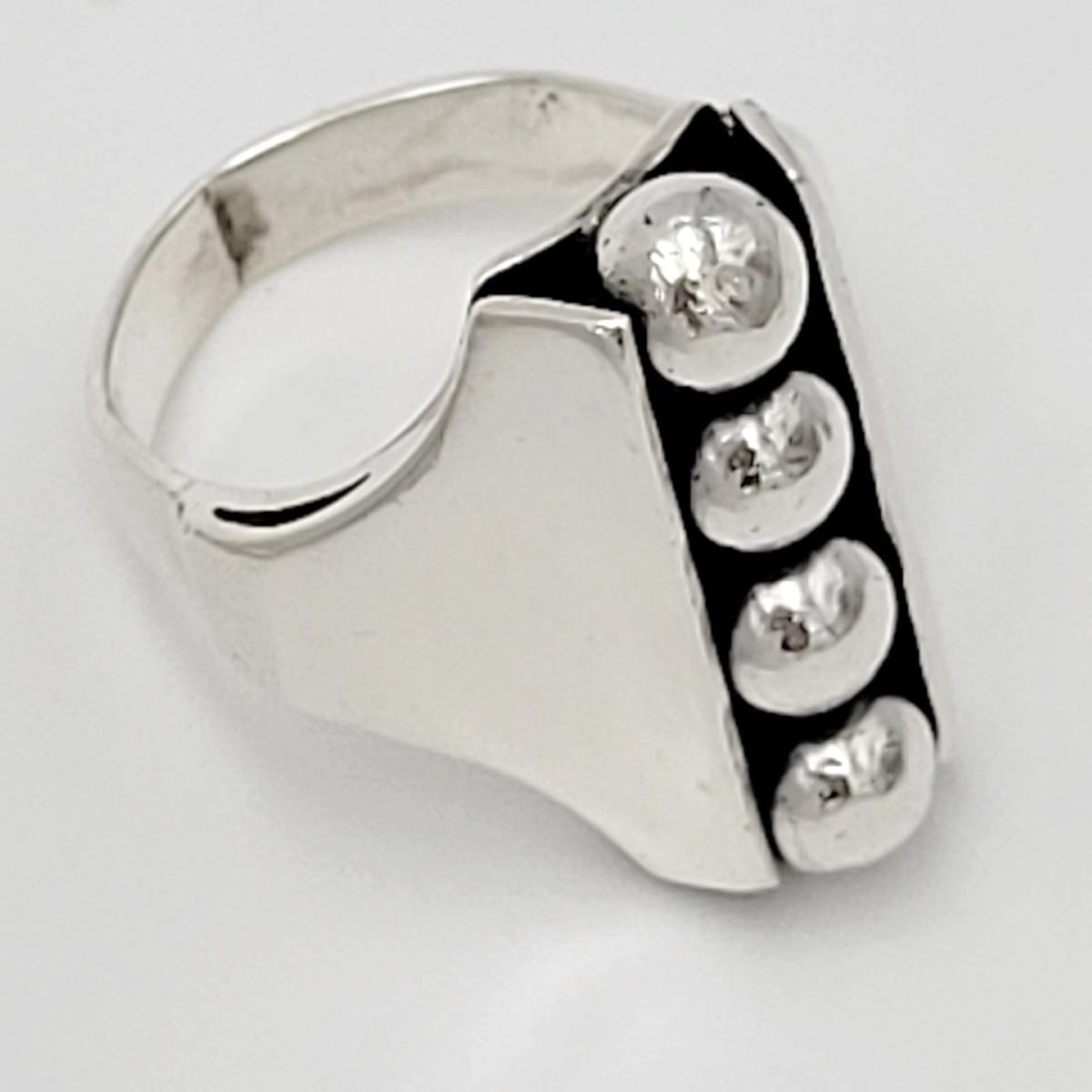 Denmark Sterling Jewelry Danish Designer Sterling Silver Modernist Channel Orbs Ring - Signed Circa 1960s