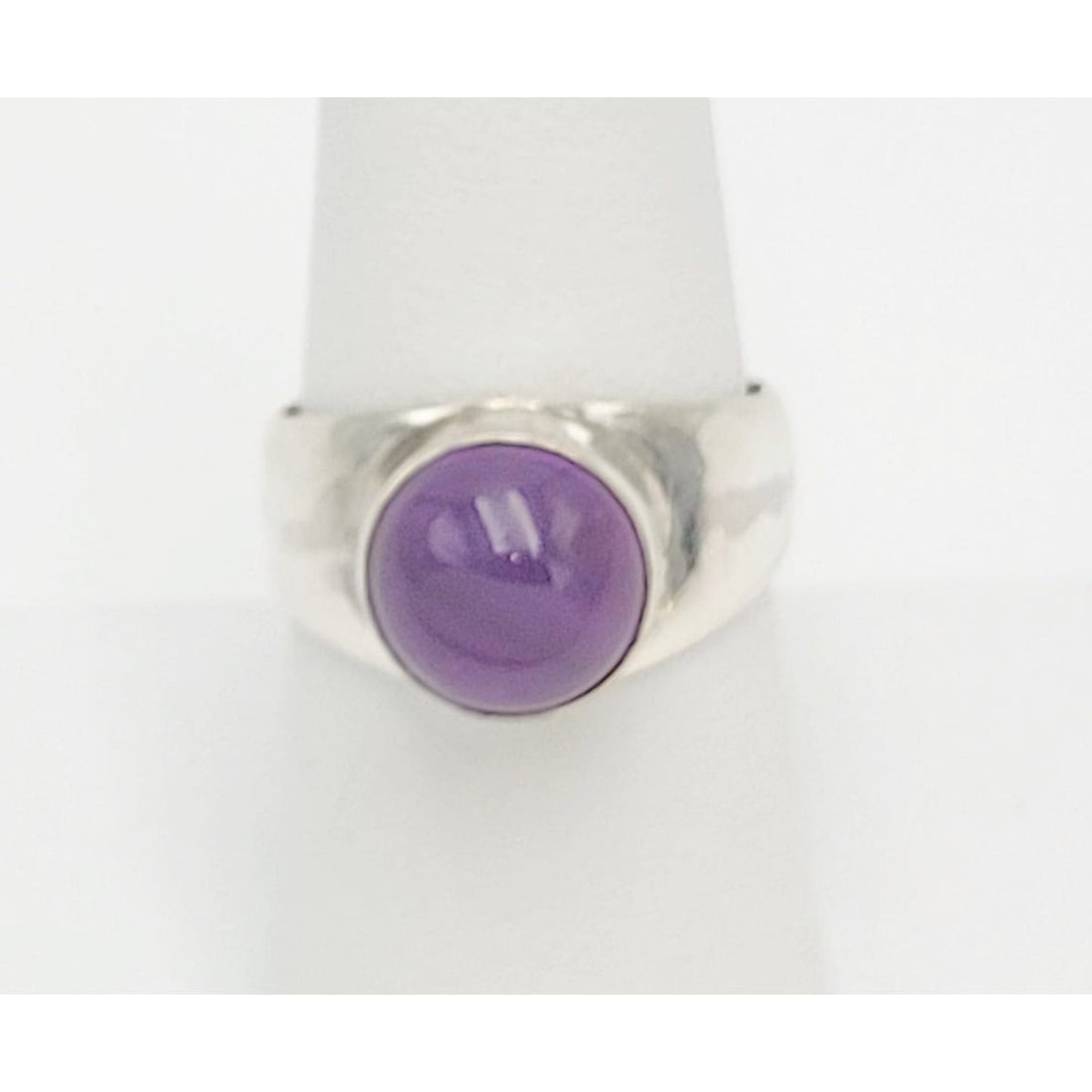 Denmark Sterling Jewelry Vintage Sterling &amp; Amethyst Navajo Jane Diaz Nepai Artisan Domed Cocktail Ring