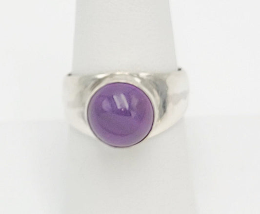 Denmark Sterling Jewelry Vintage Sterling & Amethyst Navajo Jane Diaz Nepai Artisan Domed Cocktail Ring