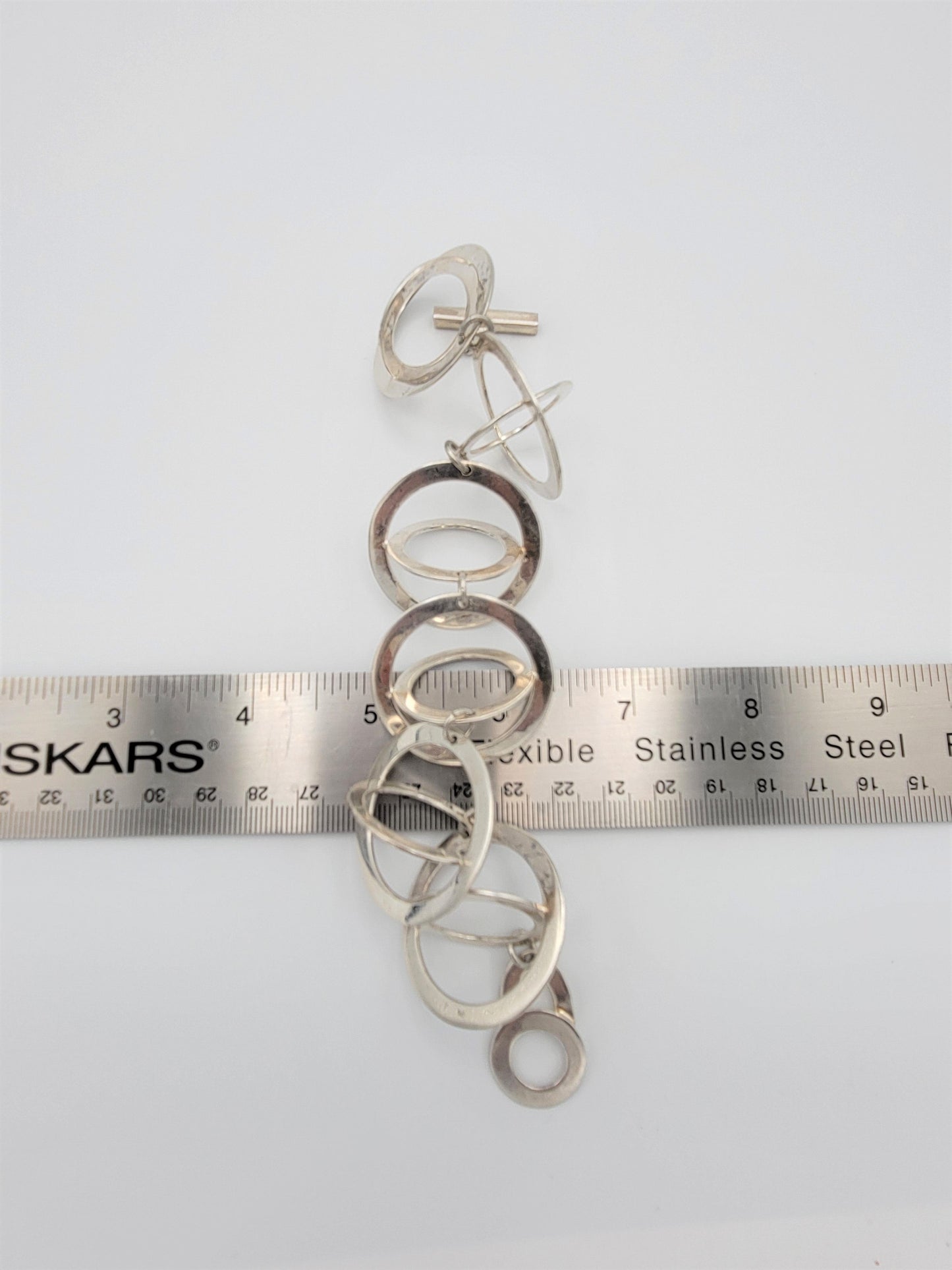 DeTapia Jewelry Superb DeTapia Sterling Silver Abstract Modernist 3-D Circles Bracelet 1990s