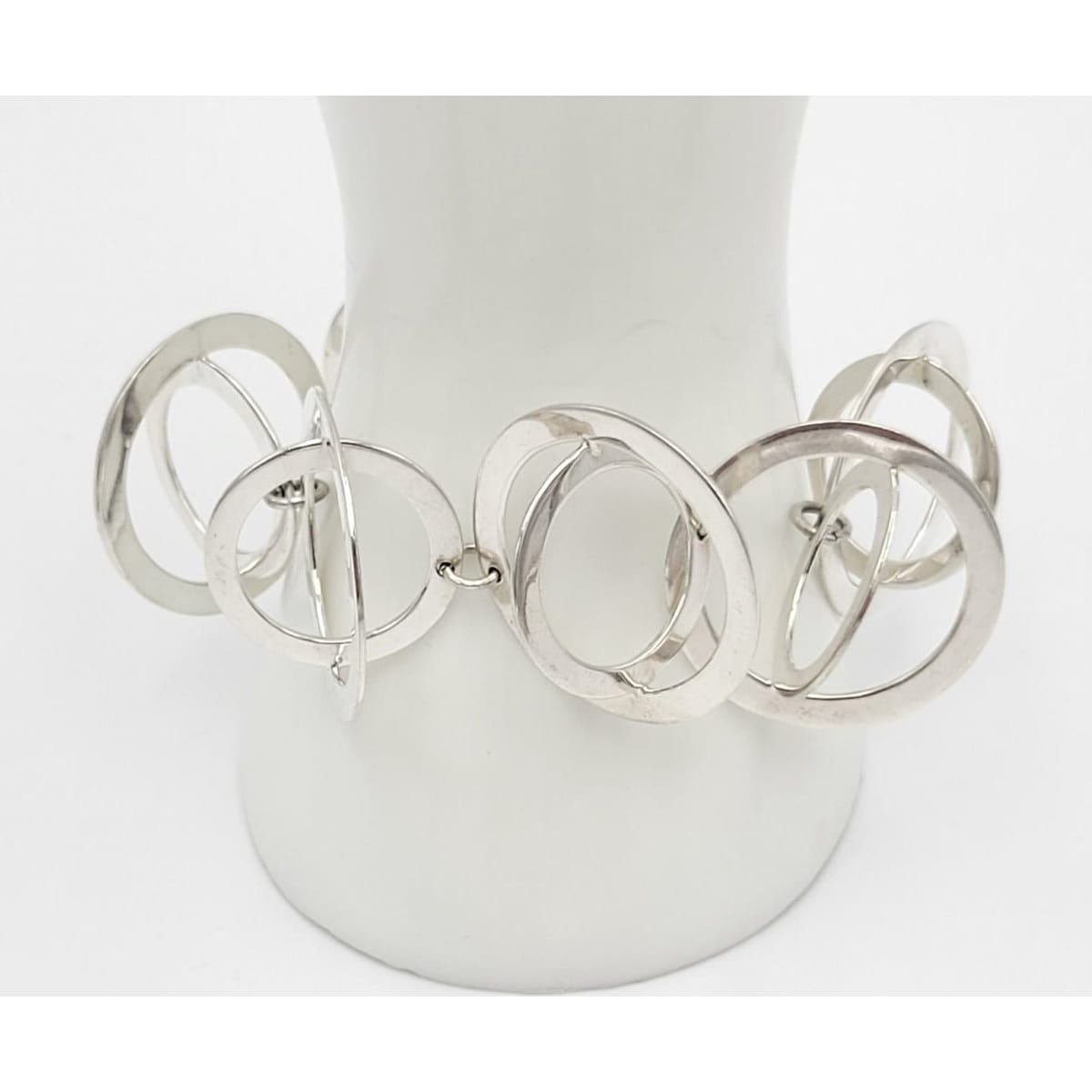 DeTapia Jewelry Superb Vintage Designer Carmen Tapia Taxco Sterling Modernist 3-D Circles Bracelet