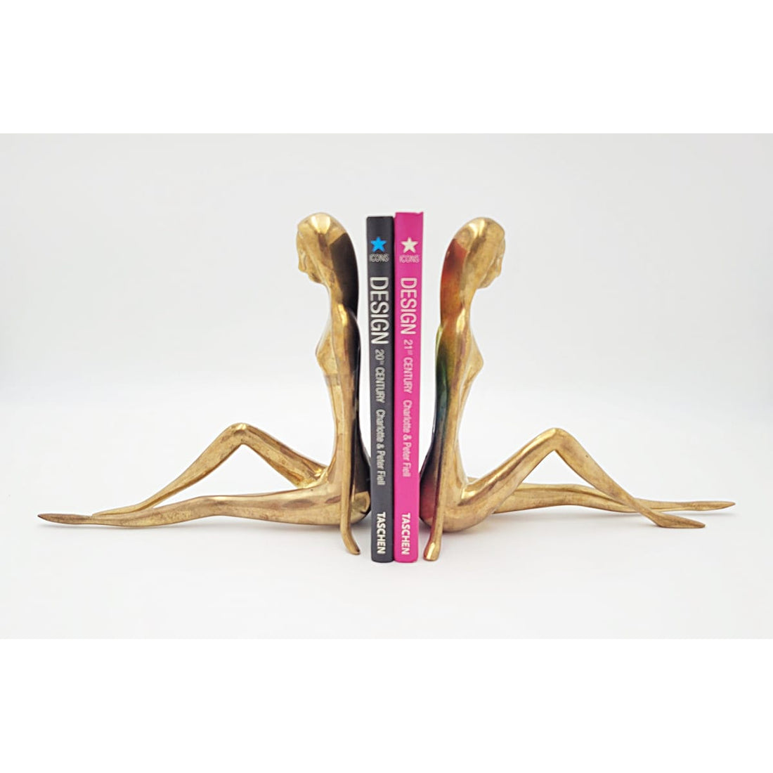Dolbi Cashier Bookends Superb Dolbi Cashier Solid Brass Female Model Sculptural Bookends Circa 1986