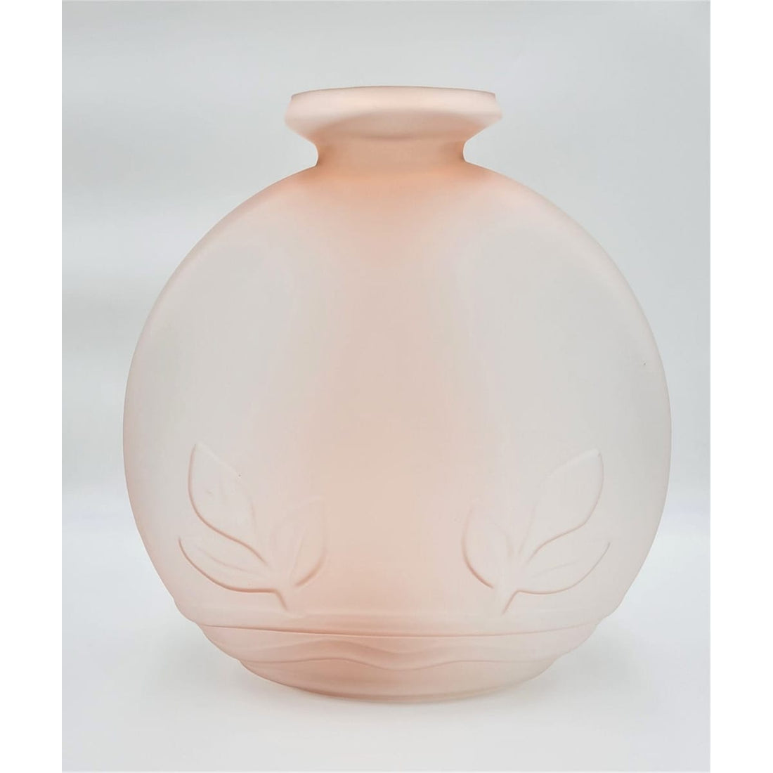 Dolbi Cashier HUGE! Dolbi Cashier Art Deco Pink Satin Glass Vase with raised floral accents 1980s